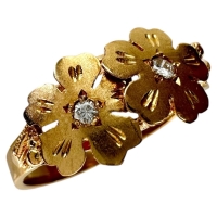 13号 桜モチーフ ダイヤモンド リング・指輪 K18ゴールド 18金 2.6g レディース【中古】【真子質店】【NN】【Dxx】